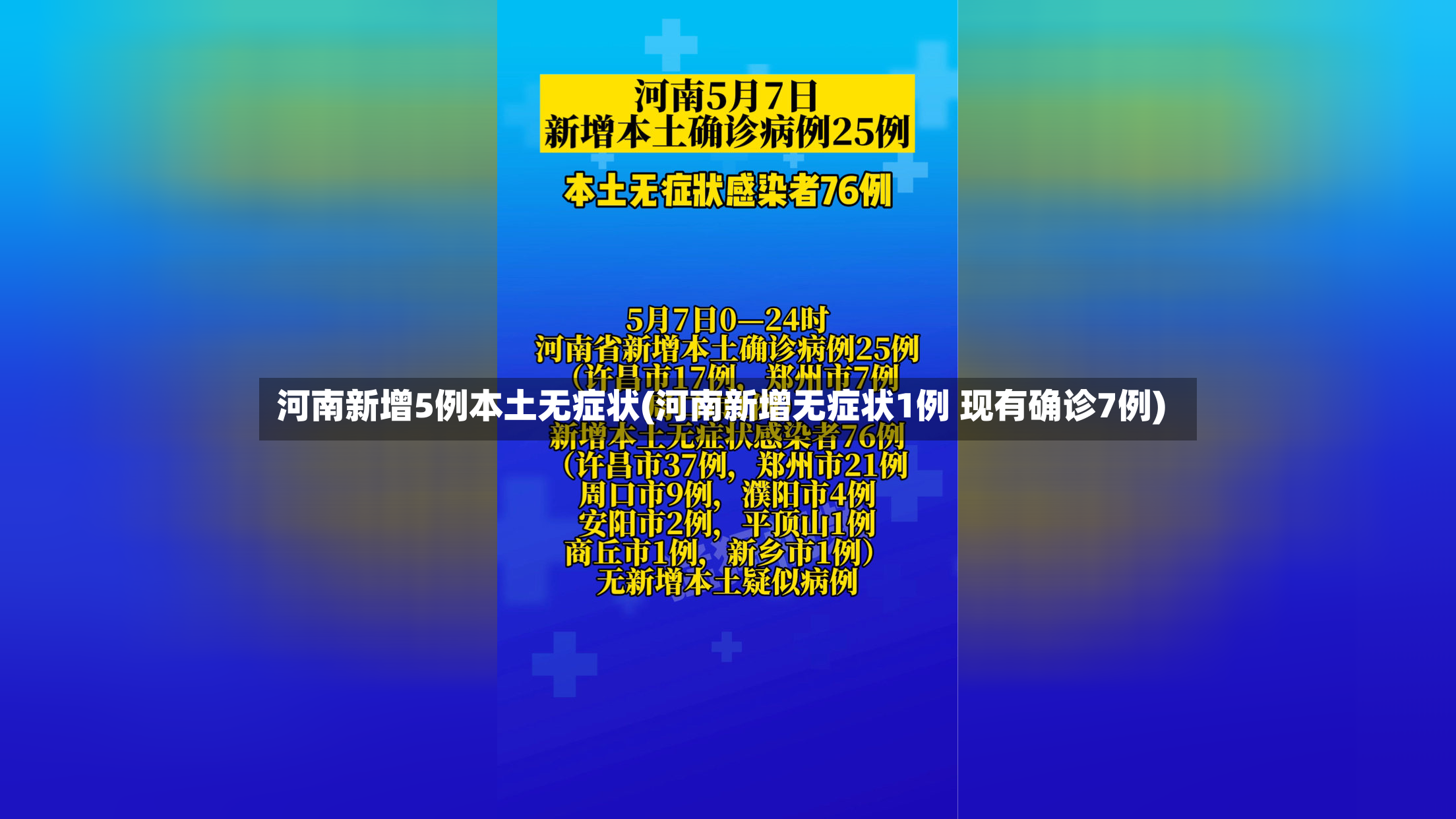 河南新增5例本土无症状(河南新增无症状1例 现有确诊7例)