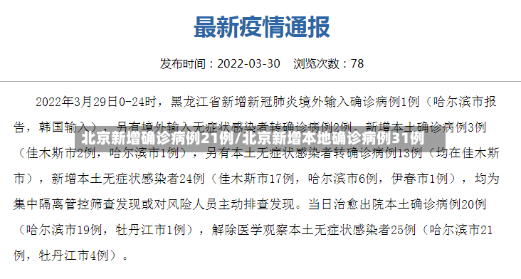 北京新增确诊病例21例/北京新增本地确诊病例31例-第2张图片