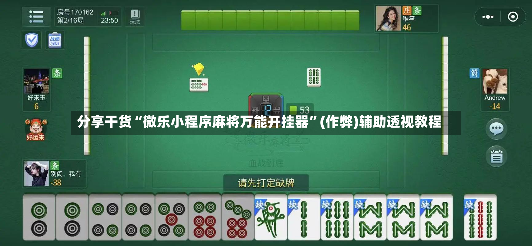 分享干货“微乐小程序麻将万能开挂器	”(作弊)辅助透视教程-第2张图片