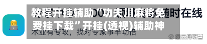 教程开挂辅助“功夫川麻将免费挂下载”开挂(透视)辅助神器-第2张图片