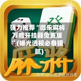 强力推荐“微乐麻将万能开挂器免费版”(曝光透视必备猫腻)