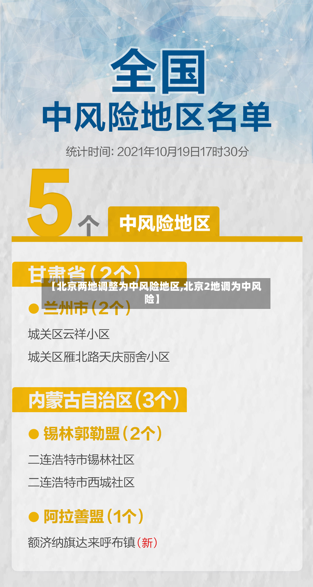 【北京两地调整为中风险地区,北京2地调为中风险】