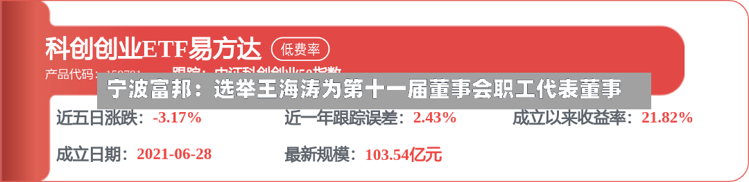 宁波富邦：选举王海涛为第十一届董事会职工代表董事