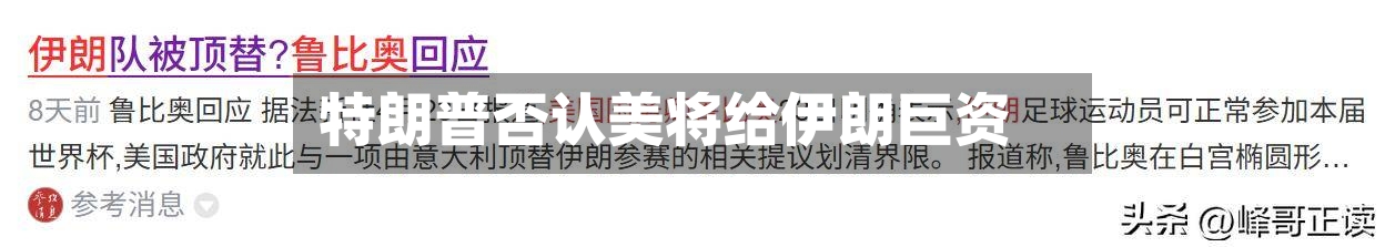 特朗普否认美将给伊朗巨资