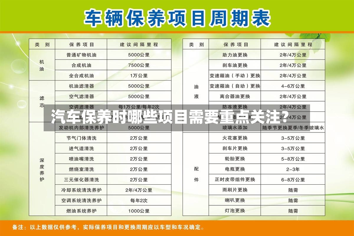汽车保养时哪些项目需要重点关注？