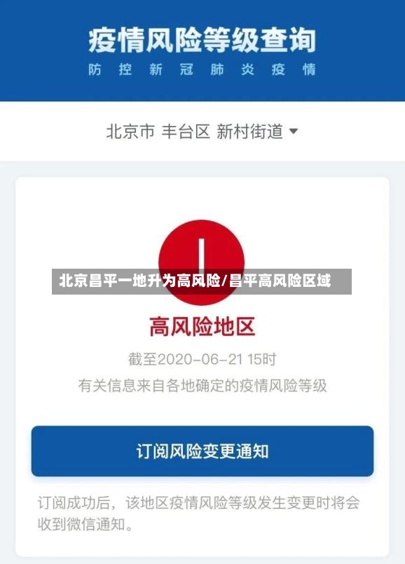 北京昌平一地升为高风险/昌平高风险区域