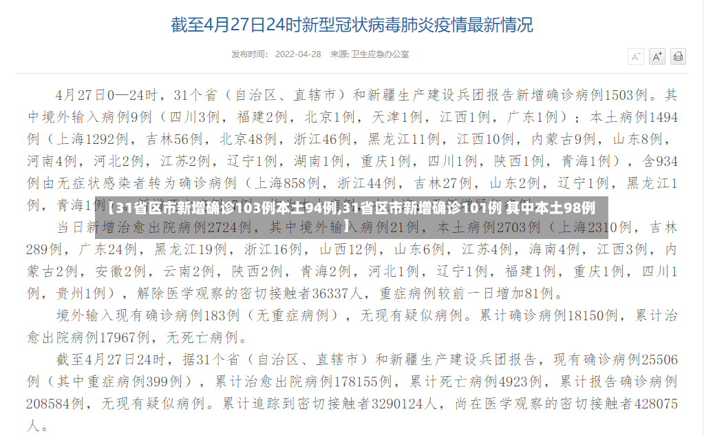 【31省区市新增确诊103例本土94例,31省区市新增确诊101例 其中本土98例】