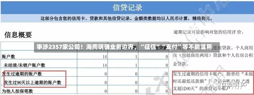 事涉2357家公司！海南明确业务边界	，“征信”“支付”等不能滥用-第3张图片