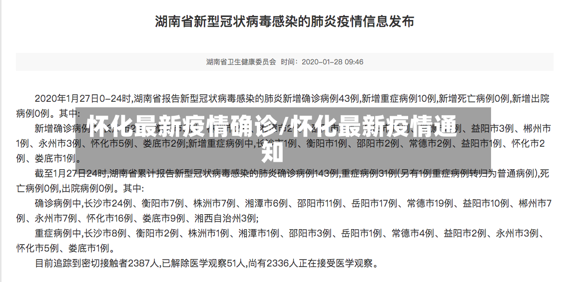 怀化最新疫情确诊/怀化最新疫情通知