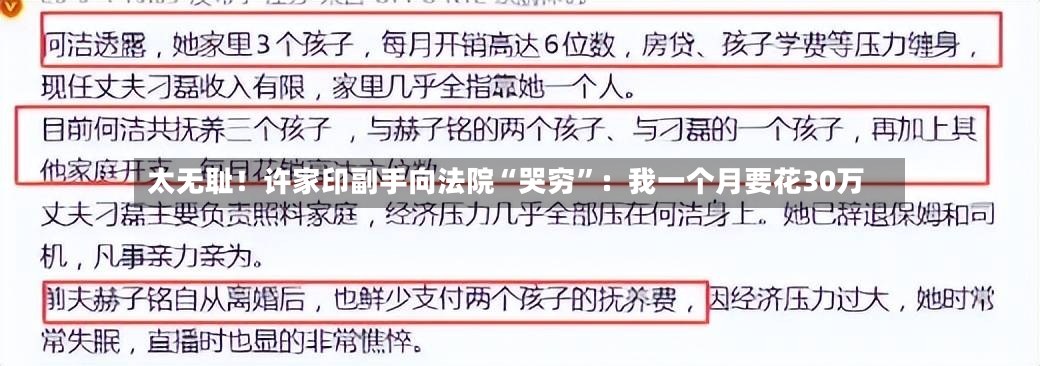太无耻！许家印副手向法院“哭穷	”：我一个月要花30万-第2张图片