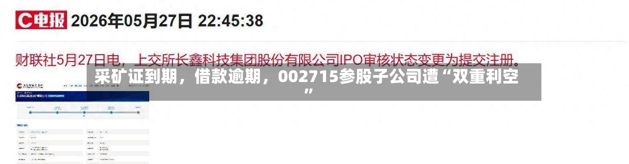 采矿证到期，借款逾期，002715参股子公司遭“双重利空	”-第2张图片